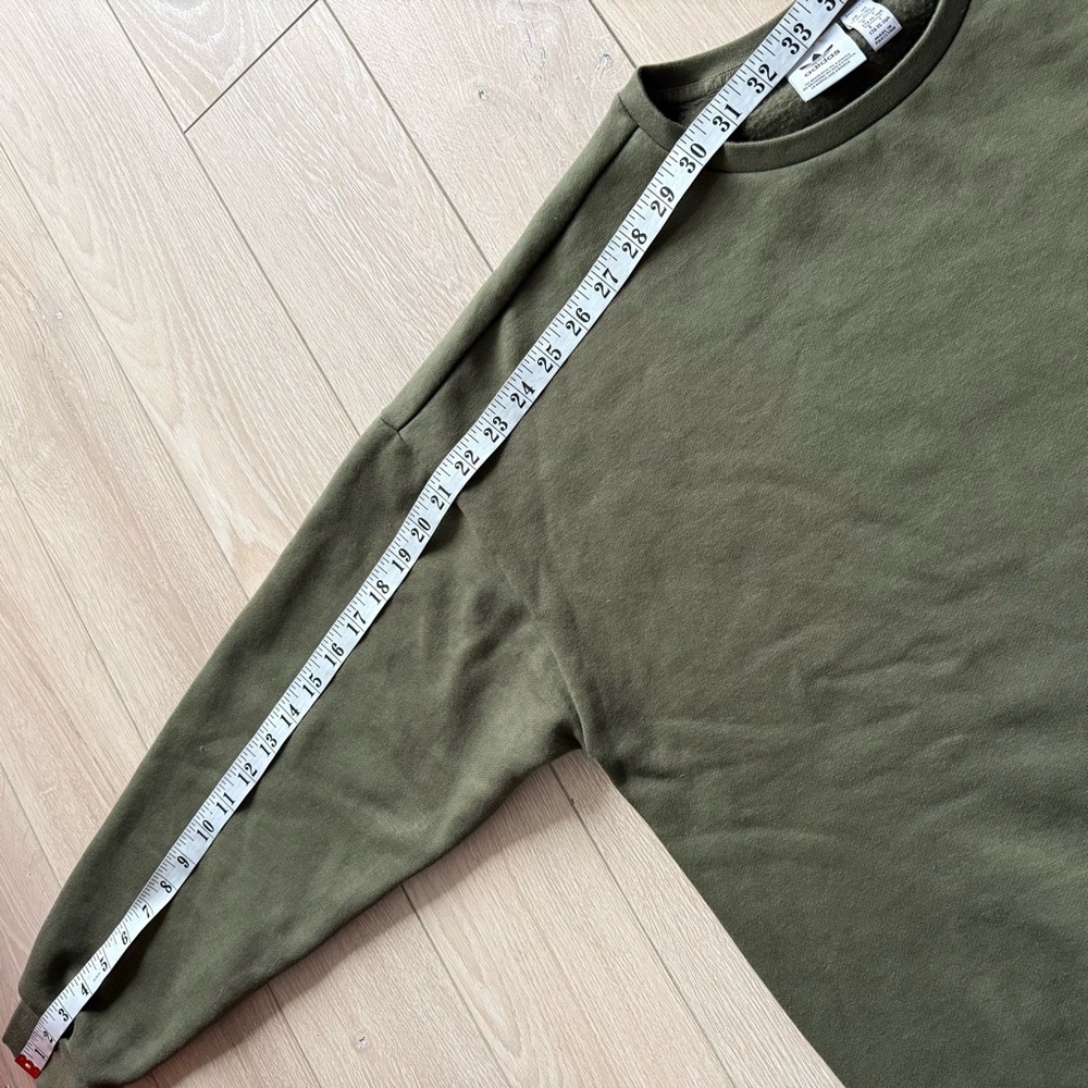 Adidas Logo Embroidered Boyfriend Sweatshirt in Olive Green Juniors Size XL - Picture 10 of 11
